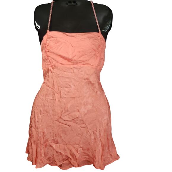 FOR LOVE & LEMONS Gabrielle Mini Dress Coral Pink Small ‎ Y2K 90s NWT $225 - Picture 1 of 7